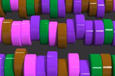 Desen siyah bac üzerinde kahverengi, mor ve yeşil silindir Tablet