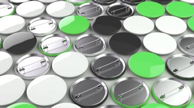 Beyaz zemin üzerine boş siyah, beyaz ve yeşil rozetleri