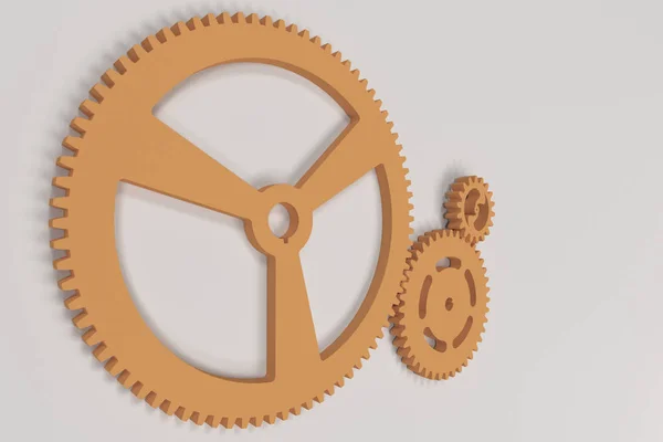 Set of orange gears and cogs on white background — Stock Photo, Image