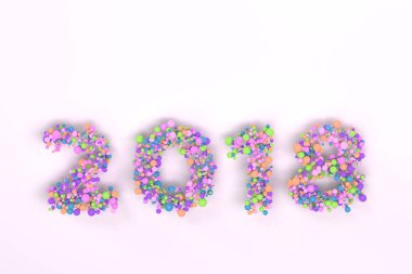 Beyaz arka plan üzerinde renkli topları numaradan 2018