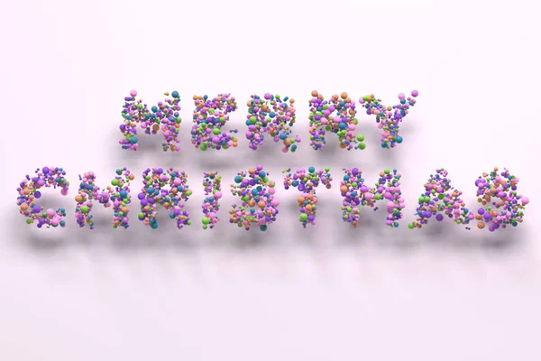Merry Christmas woorden uit kleurrijke ballen op witte achtergrond — Stockfoto