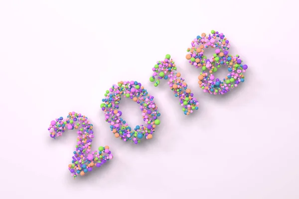 2018 number from colorful balls on white background — Stock Photo, Image