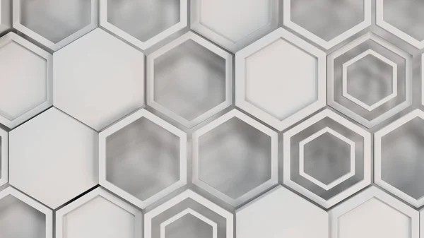 Abstrakter 3D-Hintergrund aus weißen Sechsecken — Stockfoto