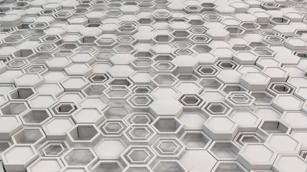 Абстрактный 3D фон из белых шестиугольников — стоковое фото