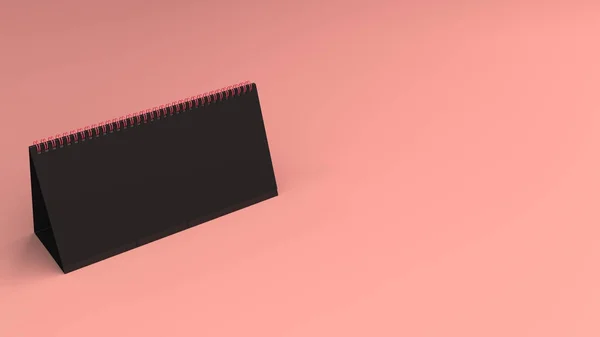Schwarzer Tischkalender-Attrappe auf roter Oberfläche — Stockfoto
