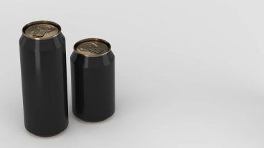 Büyük ve küçük siyah ve altın soda kutular mockup