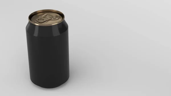 Blank small black and gold aluminium soda can mockup on white ba — Stock Photo, Image