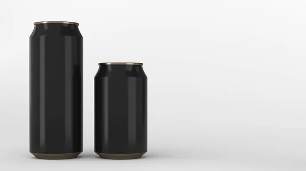 Büyük ve küçük siyah ve altın soda kutular mockup — Stok fotoğraf