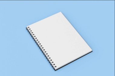 Mavi arka plan üzerinde bağlı Garı defter spiral