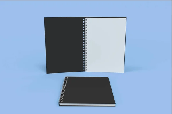 Két jegyzetfüzet, spirál kötött a kék háttér — Stock Fotó