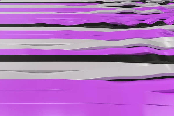 Abstract 3D rendering of black, white and violet sine waves