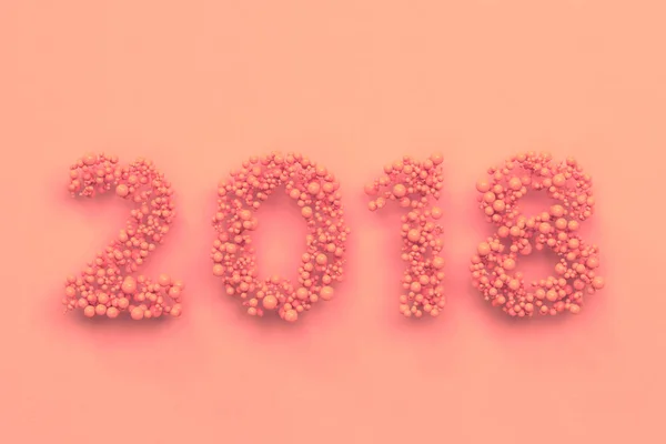 2018 number from red balls on red background — Stock Photo, Image