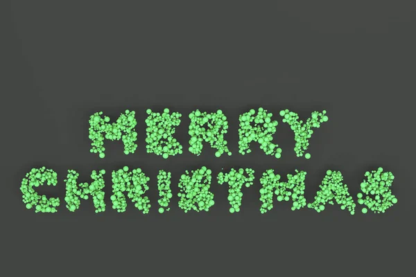 黒い背景と緑色のボールからメリー クリスマスの言葉 — ストック写真