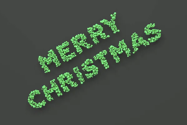 God jul ord från gröna bollar på svart bakgrund — Stockfoto