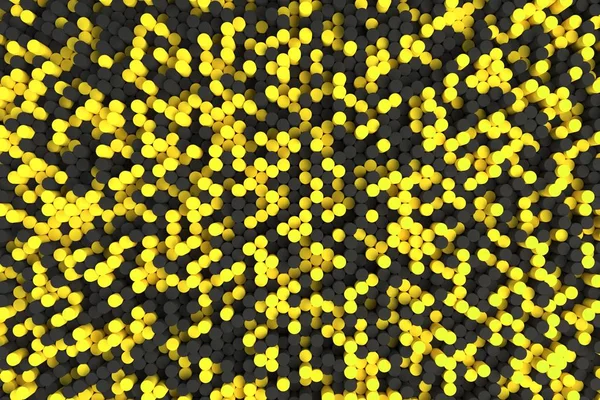 Muster von schwarzen und gelben Zylindern unterschiedlicher Länge — Stockfoto