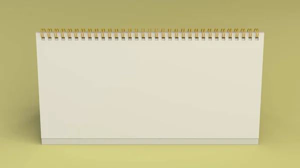 Bílá stolní kalendář maketa na žlutém povrchu — Stock fotografie