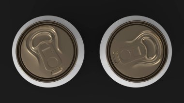 İki küçük beyaz ve altın alüminyum soda kutular mockup siyah arka