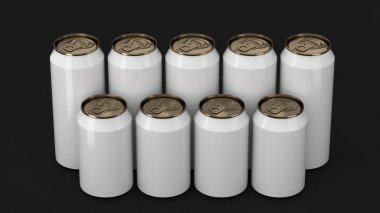  Siyah arka plan üzerine iki raws ayakta beyaz soda kutular