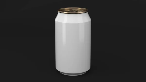 Blank small white and gold aluminium soda can mockup on black ba — Stock Photo, Image