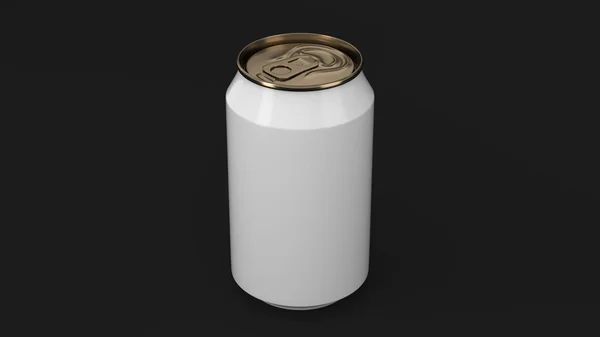 Blank small white and gold aluminium soda can mockup on black ba — Stock Photo, Image