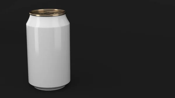 Branco pequeno soda de alumínio branco e dourado pode mockup em preto ba — Fotografia de Stock