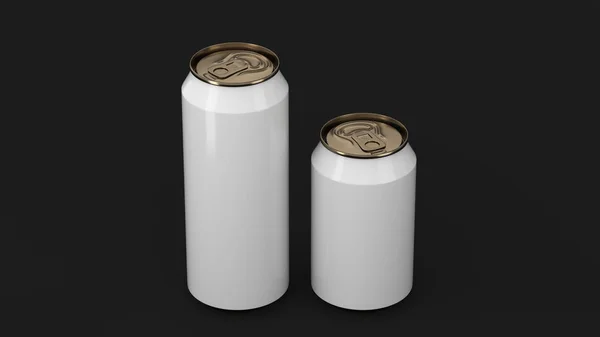 Grande e pequeno branco e latas de refrigerante de ouro mockup — Fotografia de Stock