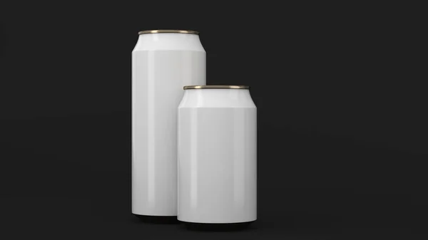 Groot en klein wit en goud soda cans mockup — Stockfoto