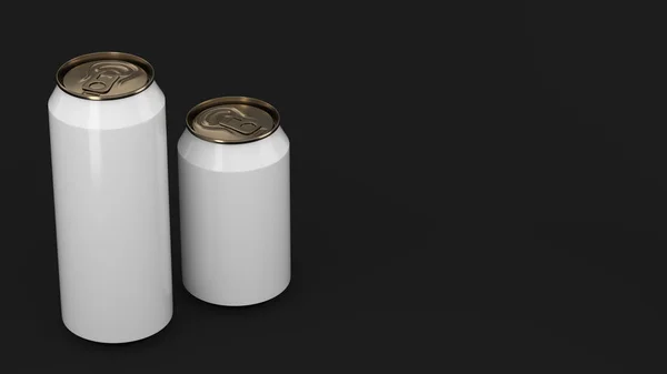 Grandes y pequeños latas de refrescos blancos y dorados maqueta —  Fotos de Stock