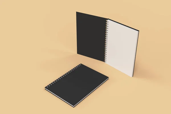 Two notebooks with spiral bound on orange background — Stock Photo, Image