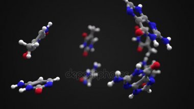 Bazdan Dna veya Rna nükleik asit. Adenin, guanin, timin ve sitozin. 3D render illüstrasyon