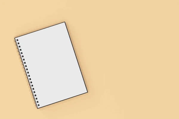 Abrir cuaderno espiral encuadernado sobre fondo naranja —  Fotos de Stock