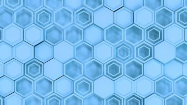 Mavi altıgenler yapılmış 3d arka plan