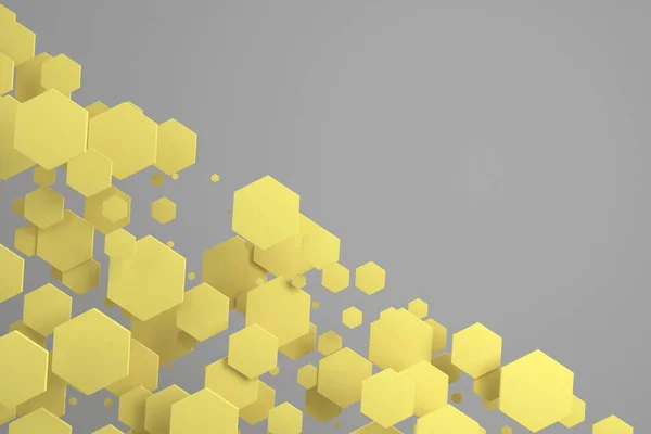 白い背景のランダムなサイズの黄色の六角形 — ストック写真