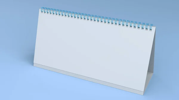 Bílá stolní kalendář maketa na modré ploše — Stock fotografie