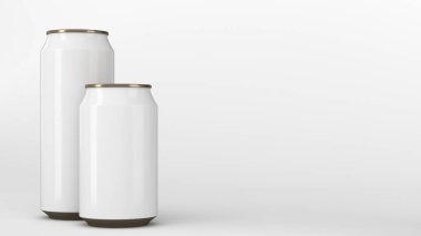 Büyük ve küçük beyaz ve altın soda kutular mockup