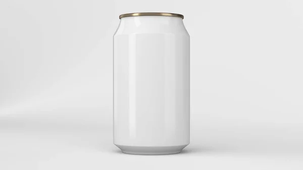 Blank liten vit och guld aluminium soda kan mockup på vit ba — Stockfoto