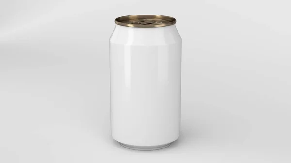 Blank small white and gold aluminium soda can mockup on white ba — Stock Photo, Image
