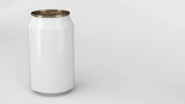 Prázdné malé bílé a zlaté hliníkové soda může maketa na bílé ba — Stock fotografie