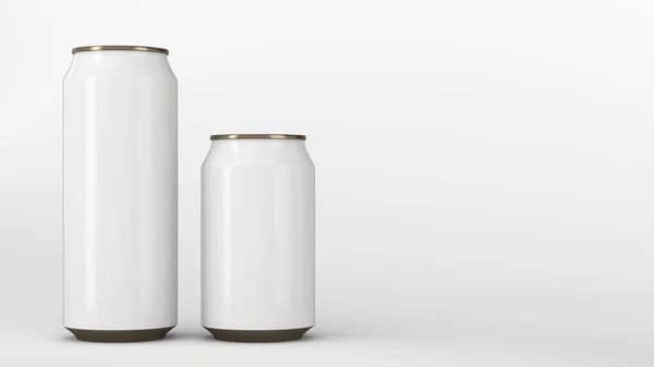 Groot en klein wit en goud soda cans mockup — Stockfoto