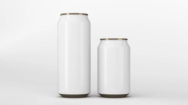 Groot en klein wit en goud soda cans mockup — Stockfoto