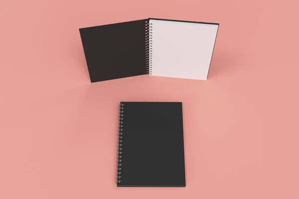 Dwa Notebooki z spirali związana na czerwonym tle — Zdjęcie stockowe
