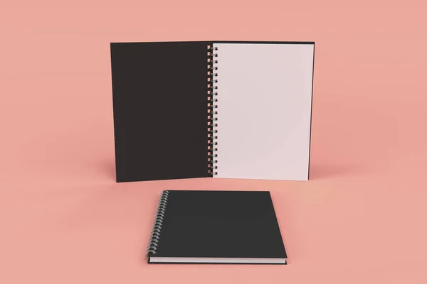 Dva notebooky s spiral vázán na červeném pozadí — Stock fotografie