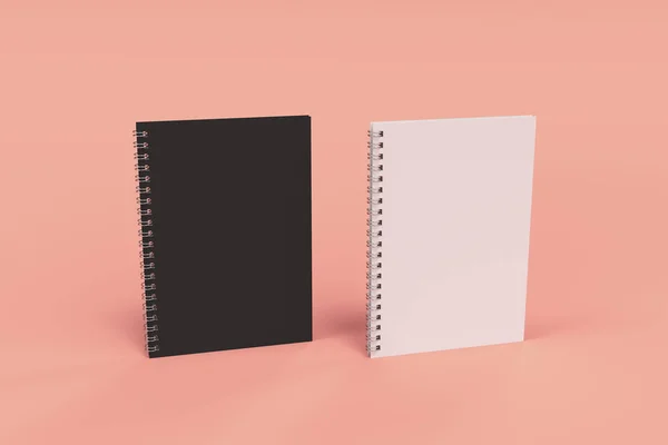 Dos cuadernos con espiral encuadernada sobre fondo rojo — Foto de Stock