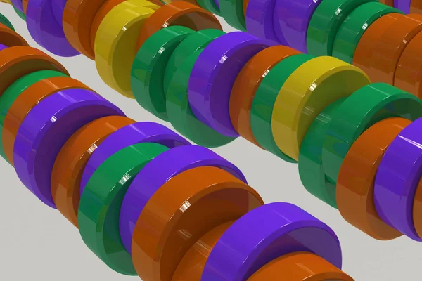 Patrón de comprimidos de cilindro amarillo, violeta y verde sobre blanco ba — Foto de Stock