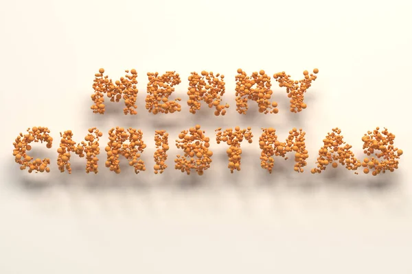 흰색 바탕에 오렌지 볼에서 메리 크리스마스 단어 — 스톡 사진