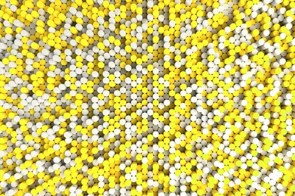 Pattern of yellow and white cylinders of different length