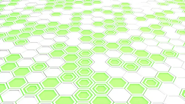 緑輝く b 白い六角形の抽象的な 3 d 背景が作られて — ストック写真