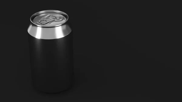 Bianco piccola soda in alluminio argento può mockup su sfondo nero — Foto Stock
