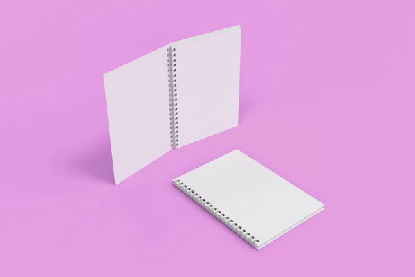 Two notebooks with spiral bound on violet background — Stock Photo, Image