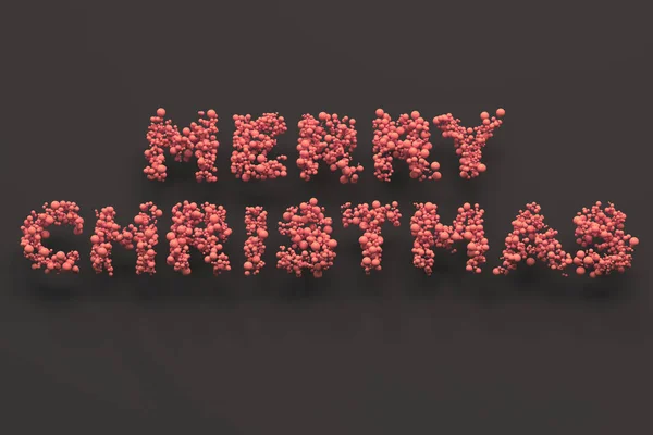 黒の背景に赤のボールからメリー クリスマスの言葉 — ストック写真